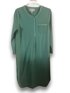 Rebecca Lynn 100% Cotton Night Dress | Size S | Teal | Embroidery | EUC